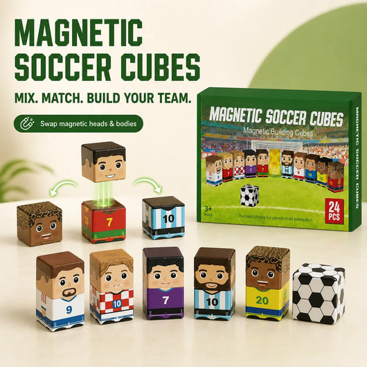 Magnetic Soccer Cubes — Stack Them, Play Them, Start Over